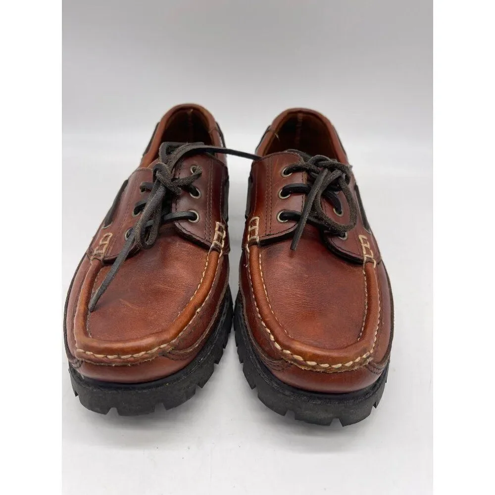 Trader Bay Brown Leather Casual Boat Shoe Size 9.5